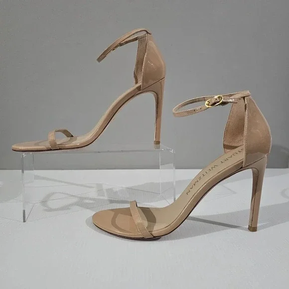 Stuart Weitzman Nudistsong Ankle Strap Heels Womens 10 Adobe Tan Leather Sandal - Picture 2 of 16